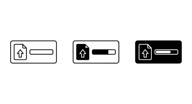 Upload Progress Bar Icons, Data Transfer Loading Indicators, File Upload Status Symbols