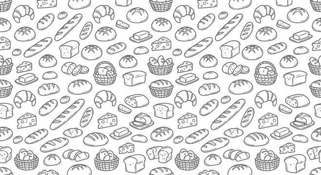 Doodle Pattern of Baked Goods