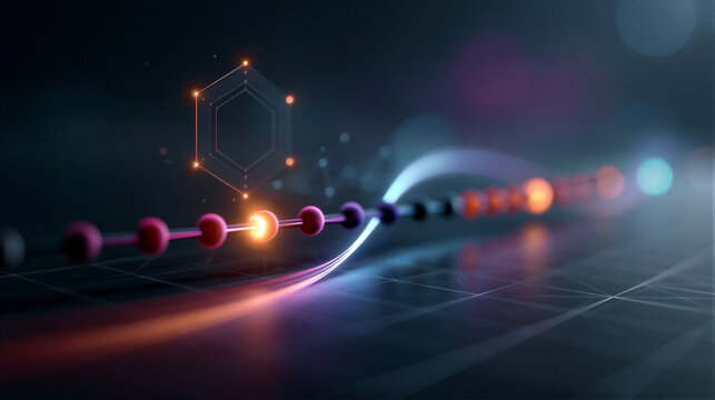 Futuristic EdTech UI, holographic difficulty slider, glowing nodes, hexagonal radar, soft blue-purple glow, geometric grid, right negative space for web hero banner, 8K cinematic render