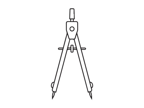 Detailed technical drawing compass icon for geometry and engineering vector illustration