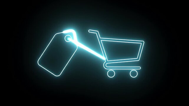 Neon glowing tag or label design on dark background