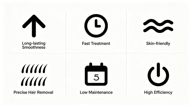 The black line hair removal device selling point icon represents the concept of smooth and precise skin removal, suitable for introducing hair removal devices and promoting cross-border e-commerce.
