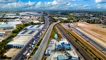 Fototapeta premium Strategic transport corridor expansion and industrial infrastructure development in Birmingham