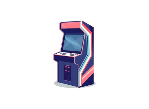 Retro Arcade Video Game Machine with Neon Style Graphics