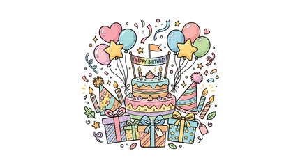 Fototapeta premium Happy Birthday Party Celebration Elements