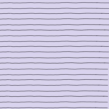Lavender Hand Drawn Horizontal Lines Background. Minimal seamless background with irregular black horizontal hand drawn lines on a soft lavender pastel background. The simple organic pattern creates 