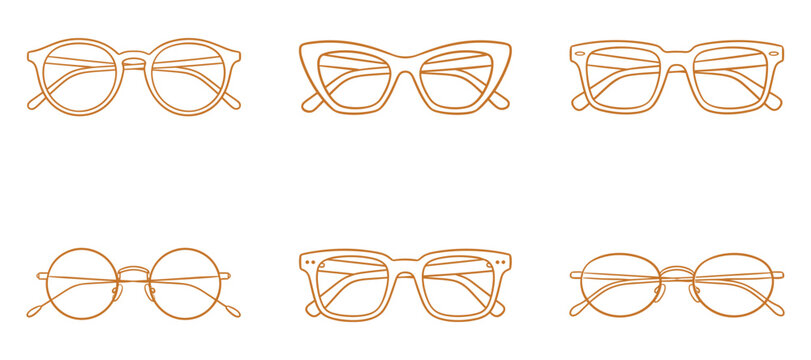 Orange eyeglasses frames vector illustration for fashion and accessory design.