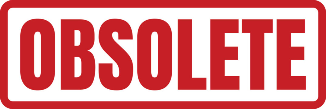 A red rectangular rubber stamp design featuring the word obsolete for use on outdated office documents