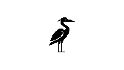 Obraz premium Pixel art egret bird sprite.