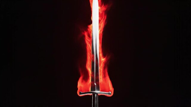 Medieval Sword Blade Igniting into Intense Fire