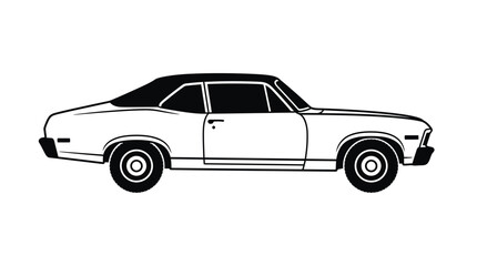 Naklejka premium Classic vintage muscle car side view illustration.