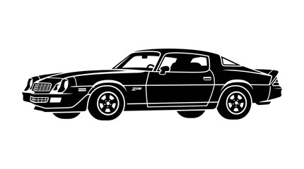 Fototapeta premium Classic vintage muscle car silhouette side view.