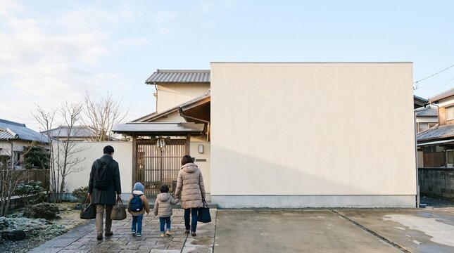 お正月休みに実家へ帰省する日本人家族