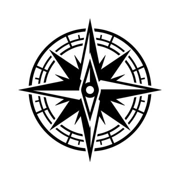 Nautical compass rose icon vector illustration for travel navigation and adventure direction symbol