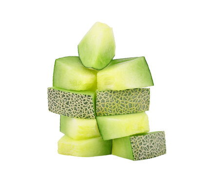 Slices of cantaloupe melon isolated on transparent background. PNG