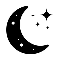 Minimalist crescent moon silhouette vector graphic element © Lethal_Sid