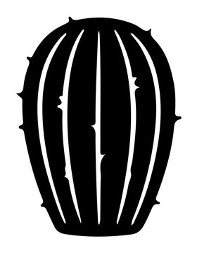 Desert cactus with arms black shape stencil isolated