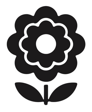Minimalist marigold flower head silhouette vector graphic element
