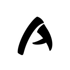 Abstract stylized letter A icon in bold black shape for modern typography and graphic design © wildan