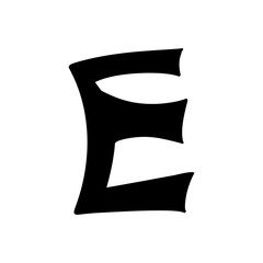 Abstract stylized letter E icon in bold black shape for modern typography and graphic design © wildan