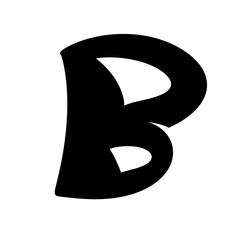 Abstract stylized letter B icon in bold black shape for modern typography and graphic design © wildan