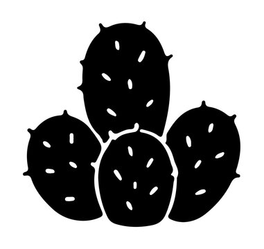 Minimalist prickly pear cactus silhouette vector graphic element