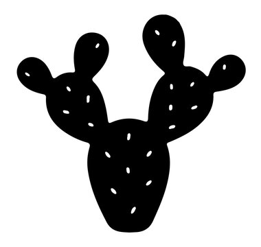 Minimalist prickly pear cactus silhouette vector graphic element