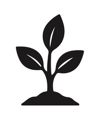 Naklejka premium Plant sprout growing from soil silhouette vector graphic
