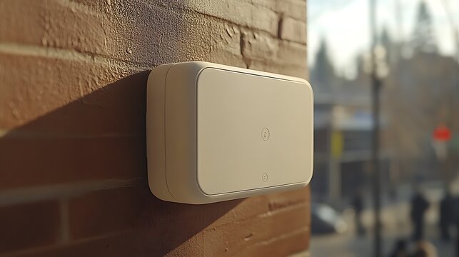 Smart Security Camera Mounted on Brick Wall.