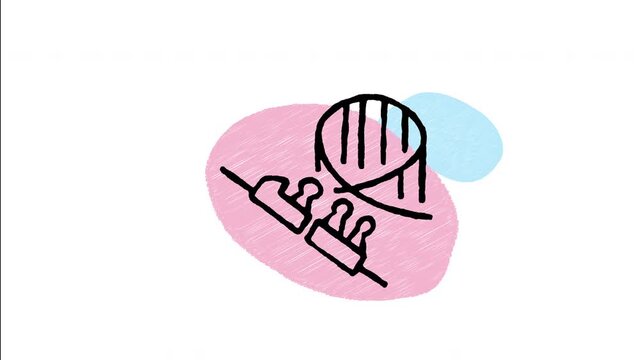 An animated hand drawn roller coaster icon looping along the track. Perfect for extreme park rides, thrill seeker themes, and carnival recreation.
