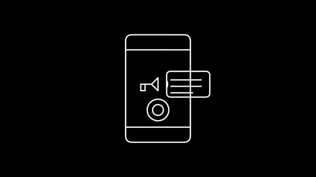 Smartphone icon with voice message notification and recording button 4K Motion Video