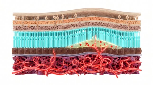 3D Microscopic Diagram of Choroidal Neovascularization in Wet Macular Degeneration