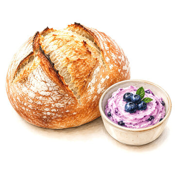 Sourdough with bluberry jam on side