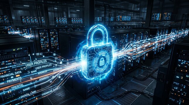 Data Privacy Cloud Protection with Encrypted Server Network Illustration