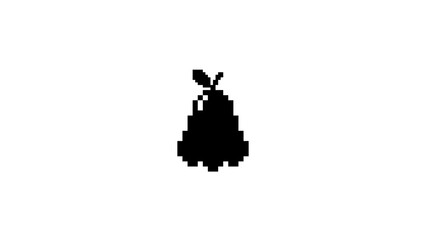Obraz premium Pixel art pear silhouette with leaf on white background.