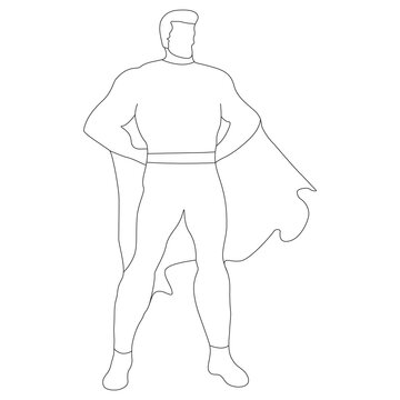 Continuous Line Art Superhero Standing Proud Hero Pose Vector Illustration in AI EPS SVG PNG