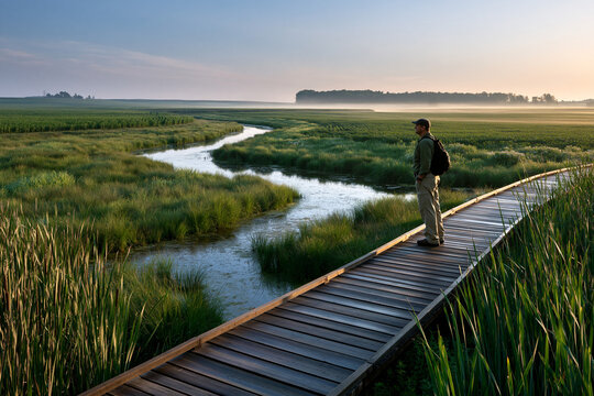 Restored wetland supporting natural water management and watershed resilience