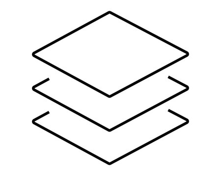 Layers icon representing digital design stack and arrangement tools.
