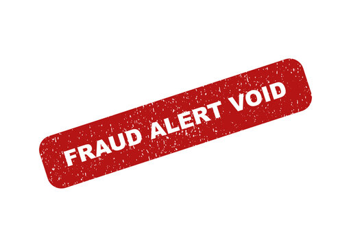 Red rubber stamp with the text fraud alert void in a grunge style