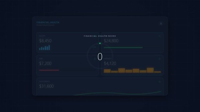 Digital financial health tracking interface showing monetary metrics and business analytics for comprehensive wealth management strategies