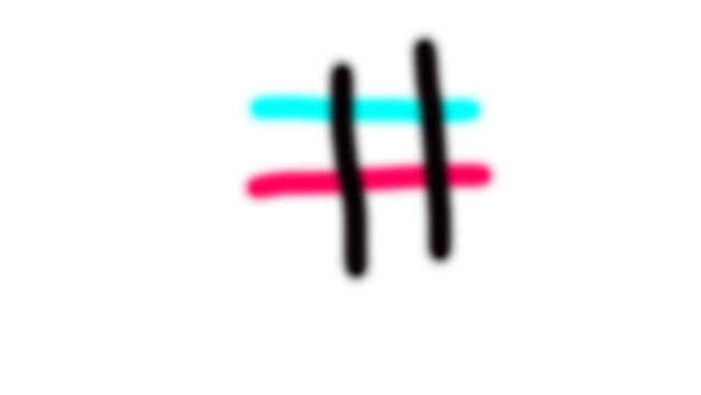 Abstract Blurred Hashtag Symbol with Cyan and Pink Lines Background