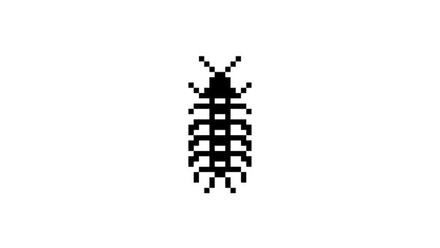 Pixel art vertical centipede or insect.