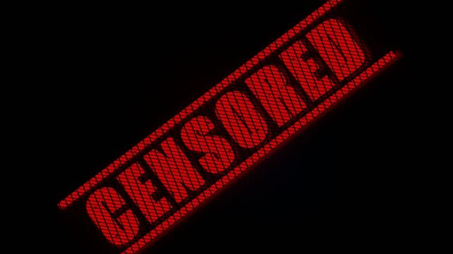 A vibrant red stamp displaying the bold text censored shows a striking warning sign that effectively communicates restriction or prohibition regarding the specific content displayed in this