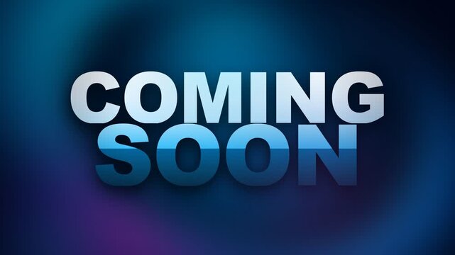 A bold blue announcement sign displays the message coming soon to notify audiences about the upcoming launch of new digital services and creative projects that are currently under development