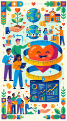 Naklejka premium Community health and social growth heart illustration.