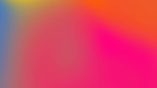 Abstract bright vibrant pink blurred fluid gradient background with dynamic colorful mesh texture in magenta, blue, yellow, and orange edges for modern creative design template and energetic backdrop