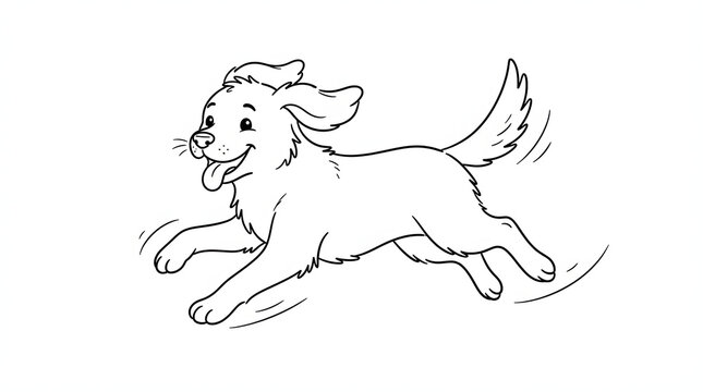 Joyful cartoon dog running with motion blur isolated on transparent background