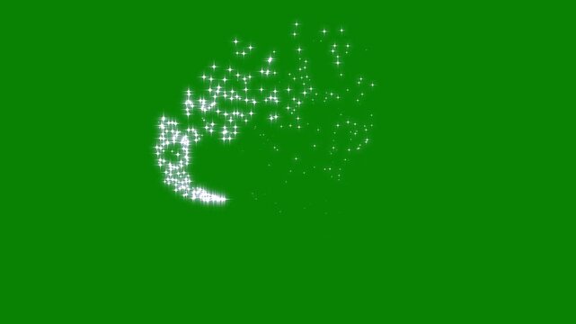 4K Magic light stars line effect on green background, white glowing fairy sparkle line burst, magic fairy dust shimmer transition, premium sparkle overlay video.