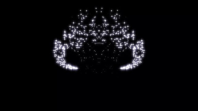 4k Luxury white glitter sparkles line trail, glowing doodle stars, magic dust, vector, flat vector doodles magic dust and pixie dust path, celebration glitter trail particle on black screen.4k video