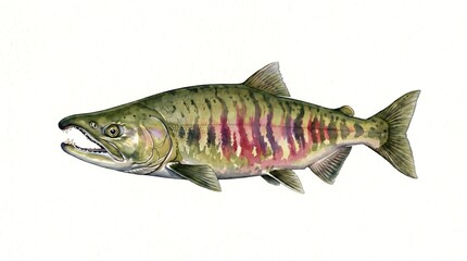 Naklejka premium Chum Salmon Spawning Phase Illustration on White Background